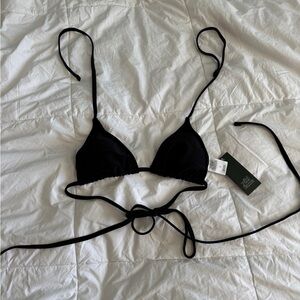 NWT Black Double Tie Wrap Triangle Bikini Top XS (0-2)